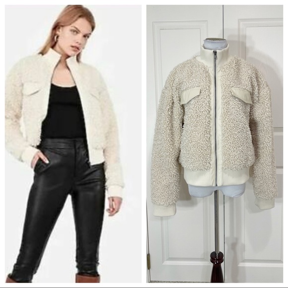 EXPRESS X Negin Mirsalehi sherpa jacket off white cream - Picture 1 of 10